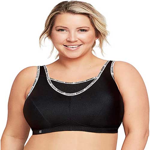 Glamorise Women's Full Figure No Bounce Plus Size Camisole Wirefree Back Close Sports Bra #1066 No Bounce Sports Bra For Large Bust