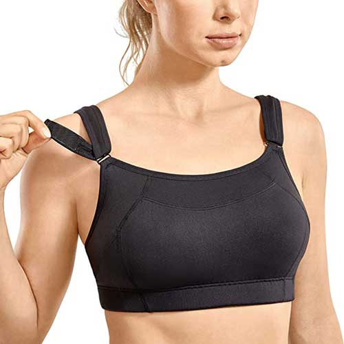 SYROKAN Women's Front Adjustable Wireless High Impact Nursing Full Support No Bounce Running Workout Sports Bra No Bounce Sports Bra For Large Bust